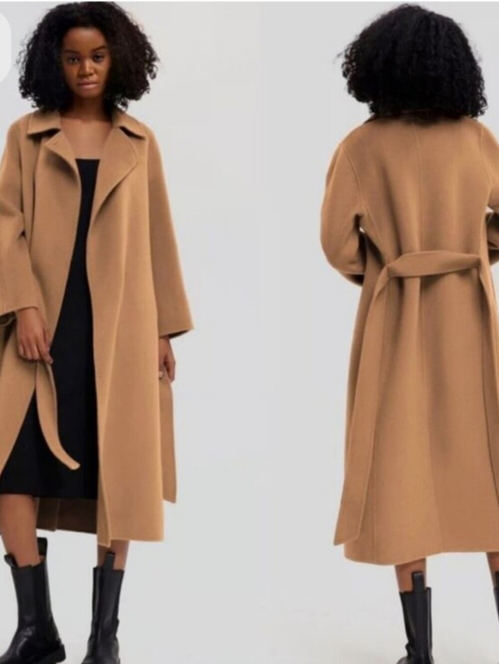 Gentle Herd Single Breasted Tailored 100% Wool, Camel Colored,Wrap Coat, Medium